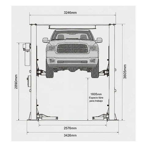 Elevador 2 Columnas Alto ACO PL-4.0-2ET – 4.000 kg Clear Floor