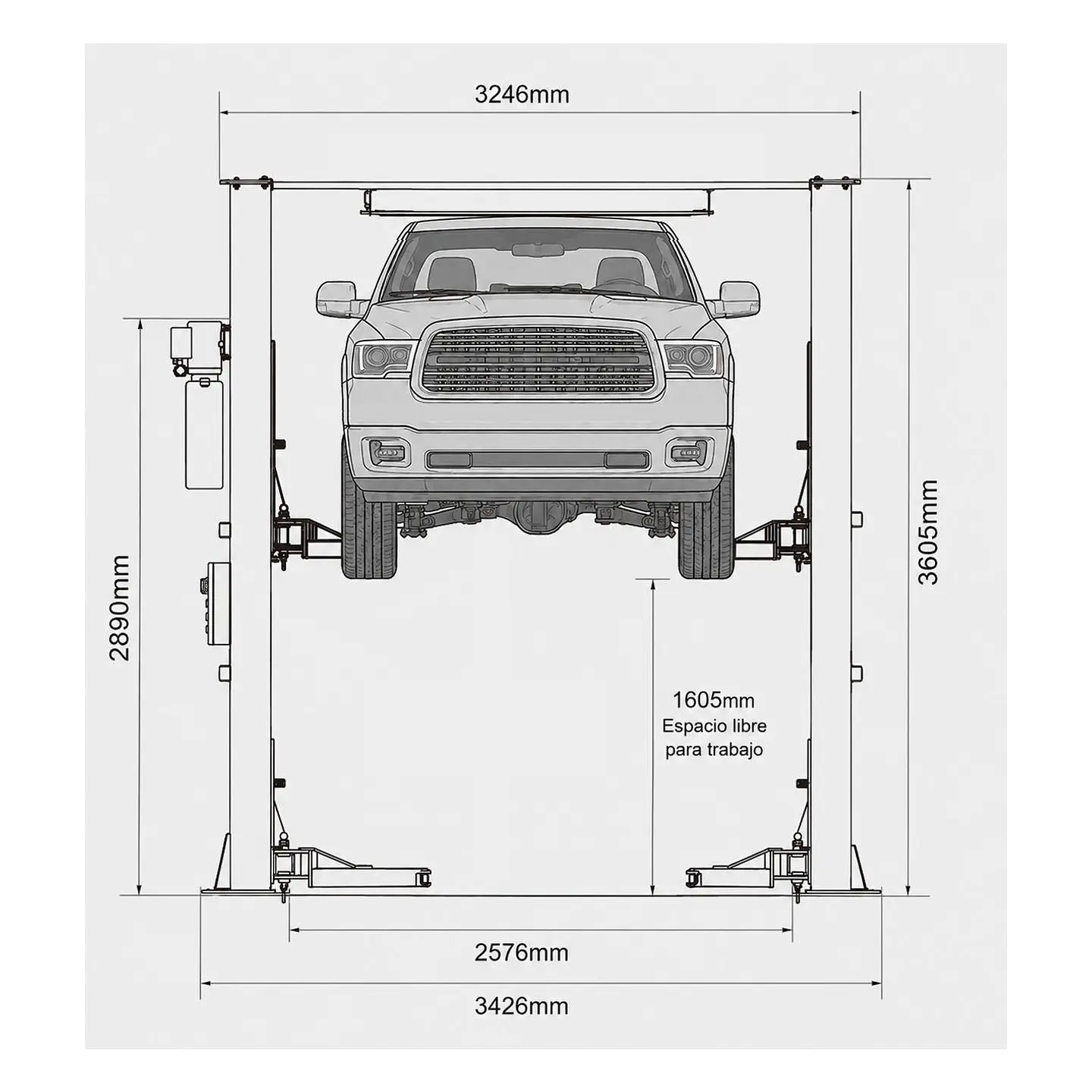 Elevador 2 Columnas Alto ACO PL-4.0-2ET – 4.000 kg Clear Floor 2
