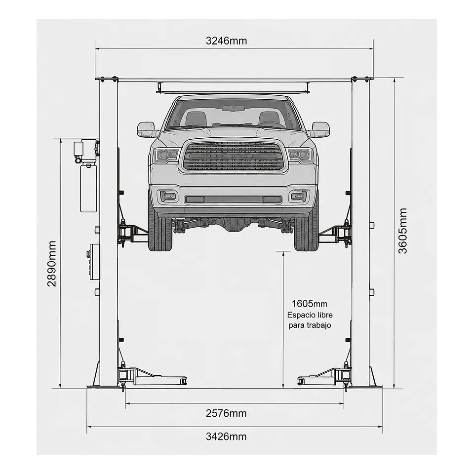 Elevador 2 Columnas Alto ACO PL-4.0-2ET – 4.000 kg Clear Floor 2