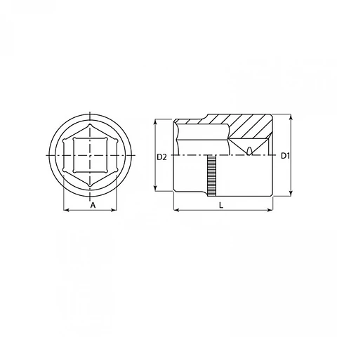 Dado cuadrante 3/8" hexagonal 6mm Jonnesway S04H3106