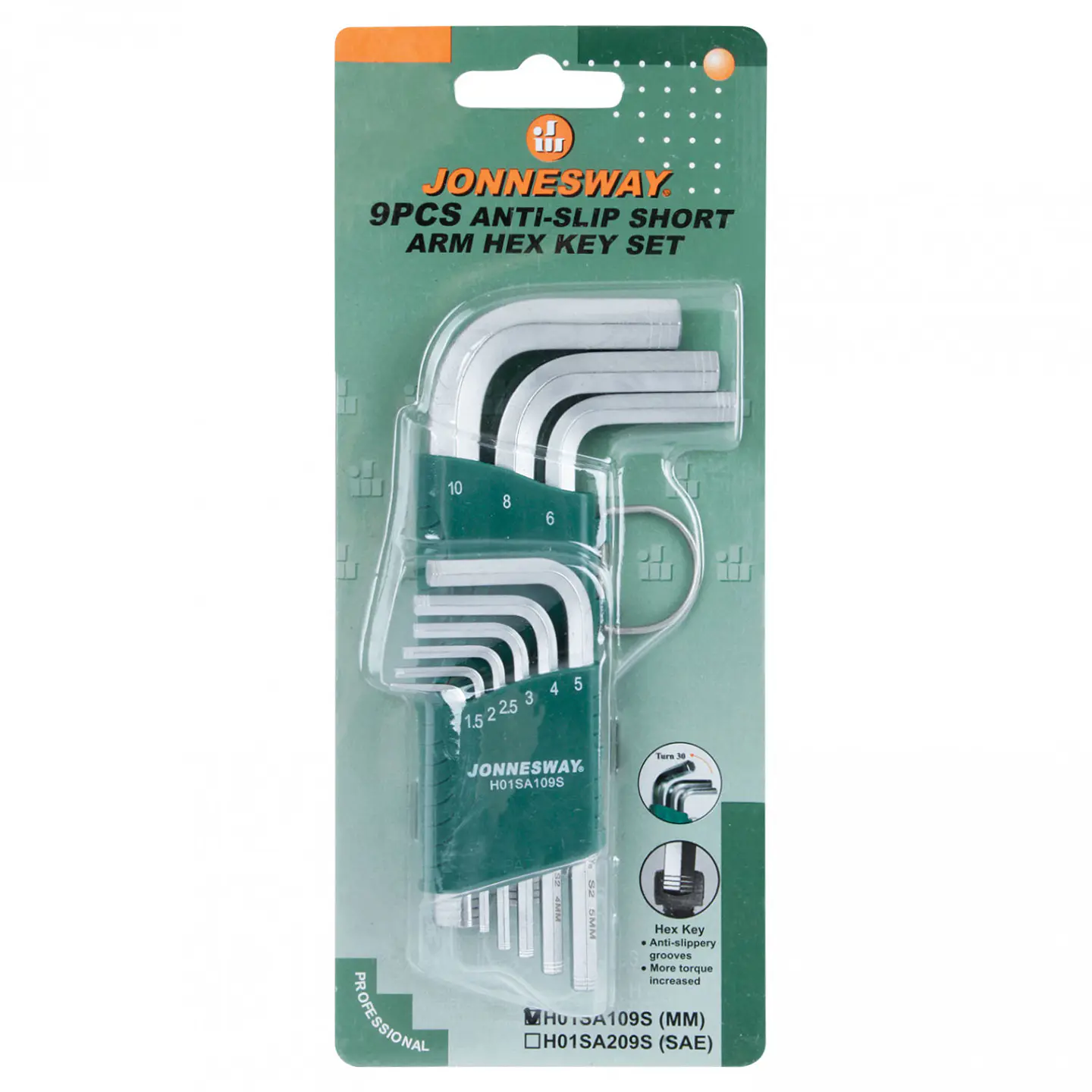 Juego de llaves hexagonales cortas 9pcs Jonnesway H01SA109S 5