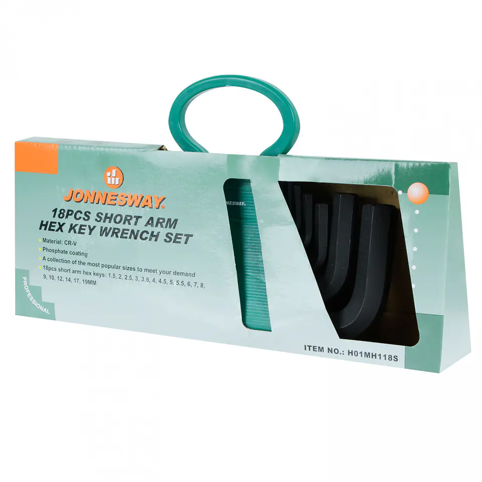 Juego de llaves hexagonales punta plana 18 p Jonnesway H01MH118S 6