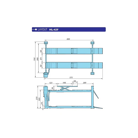 Elevador de 4 columnas para alineación Heshbon HL42F, 4.000 kg