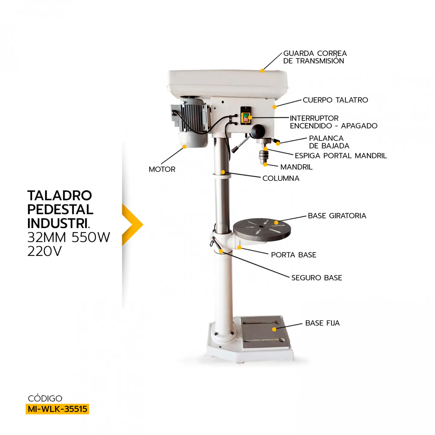 Taladro de pedestal West Lake ZQD-4132, 31,5 mm y 550 W 5