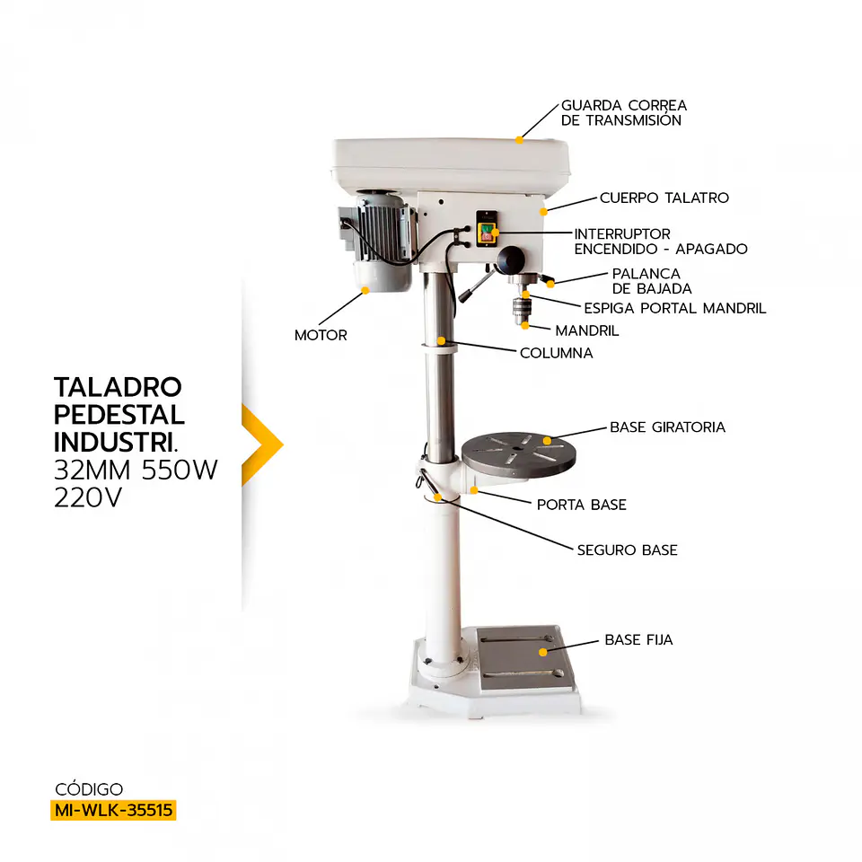 Taladro de pedestal West Lake ZQD-4132, 31,5 mm y 550 W 5