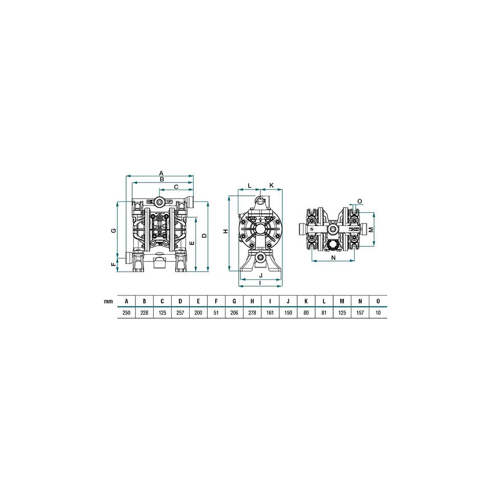 Bomba neumática de doble membrana Samoa UP05B-BPS-PHC, 1/2 pulgada 8