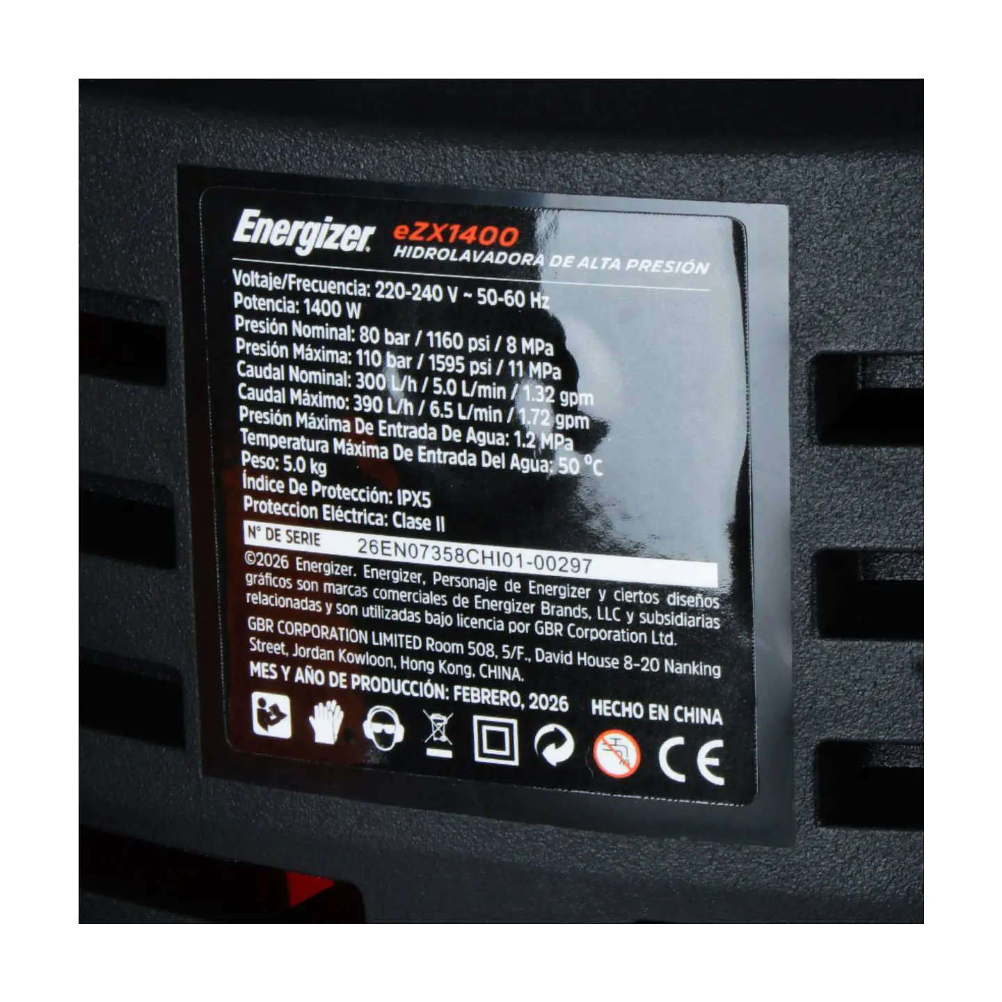 Hidrolavadora electrica 110 bar 1400w EZX1400 Energizer 10