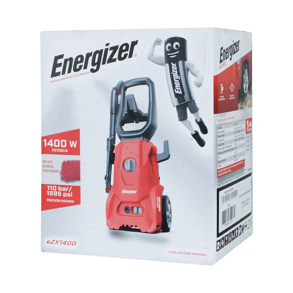 Hidrolavadora electrica 110 bar 1400w EZX1400 Energizer 12