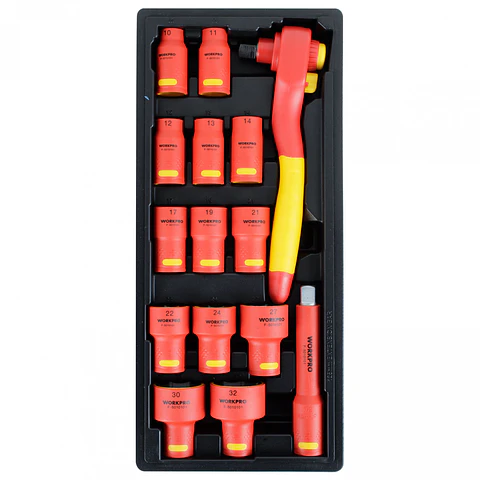 Juego de dados aislados WorkPro WP209110 – 1/2 pulgadas, 15 piezas