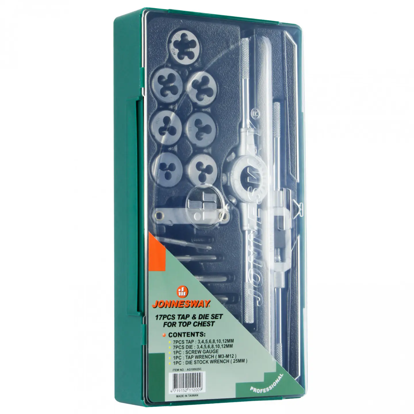 Kit de machos y terrajas métricas Jonnesway AG10002SC 1
