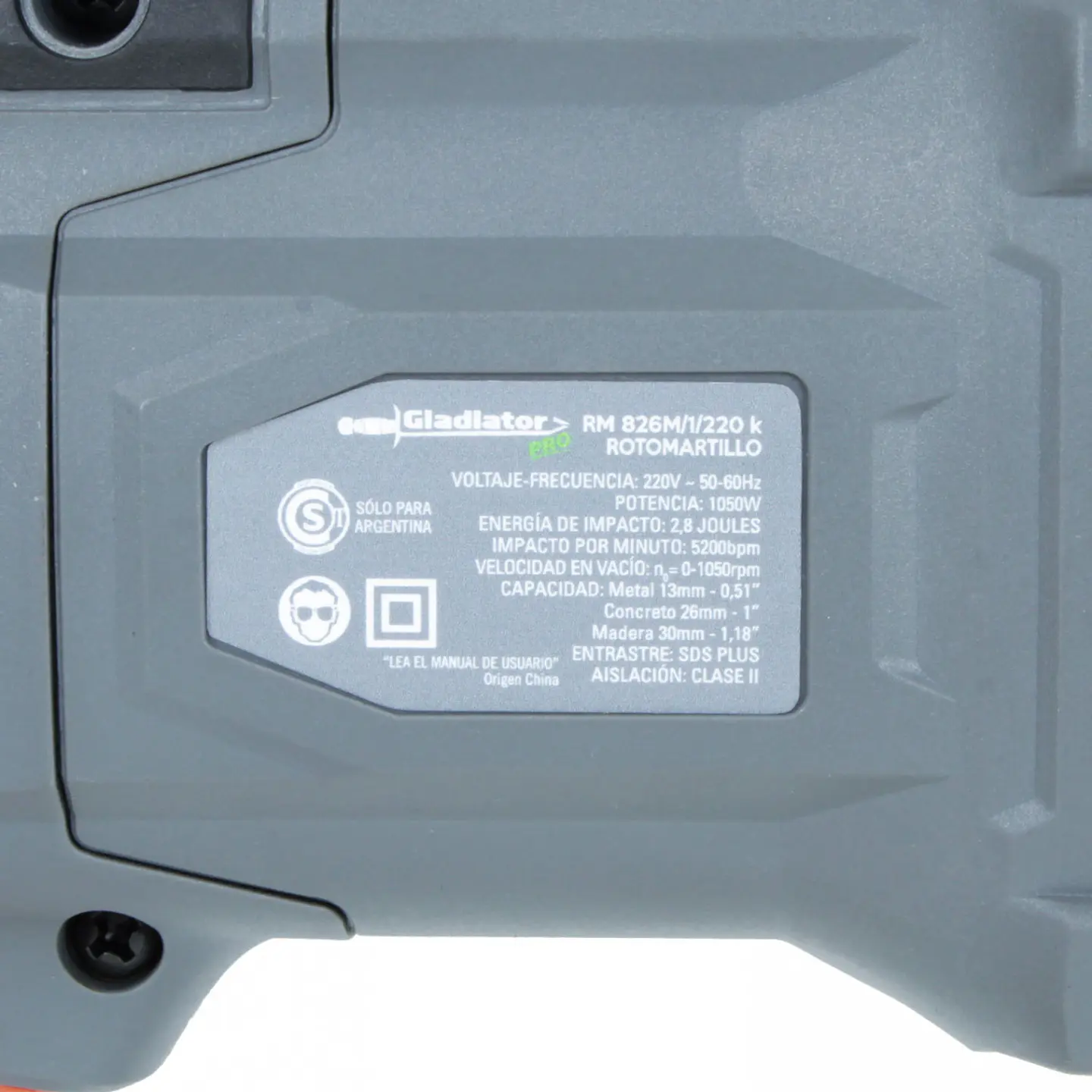 Rotomartillo SDS Plus Gladiator RM 826M/1/220 K – 1.050 W, 2,8 J 10