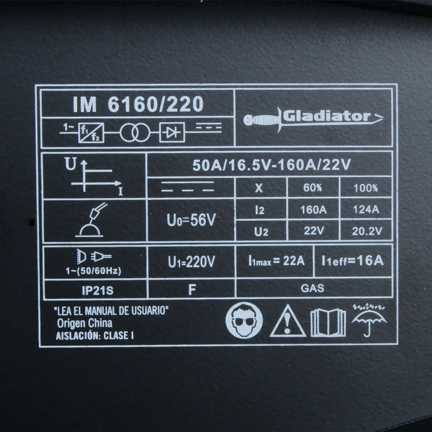 Soldadora inverter MIG Gladiator IM6160/220 – 160 A 12