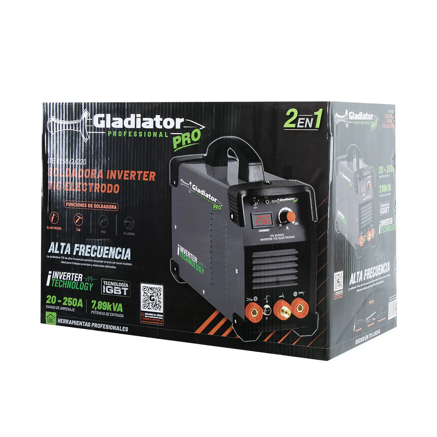 Soldadora inverter TIG electrodo Gladiator ITE 8250/2/220 – 250 A 11