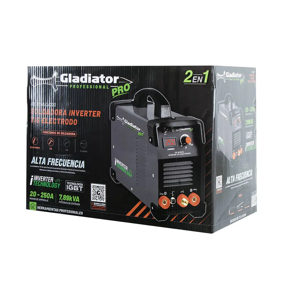 Soldadora inverter TIG electrodo Gladiator ITE 8250/2/220 – 250 A 11