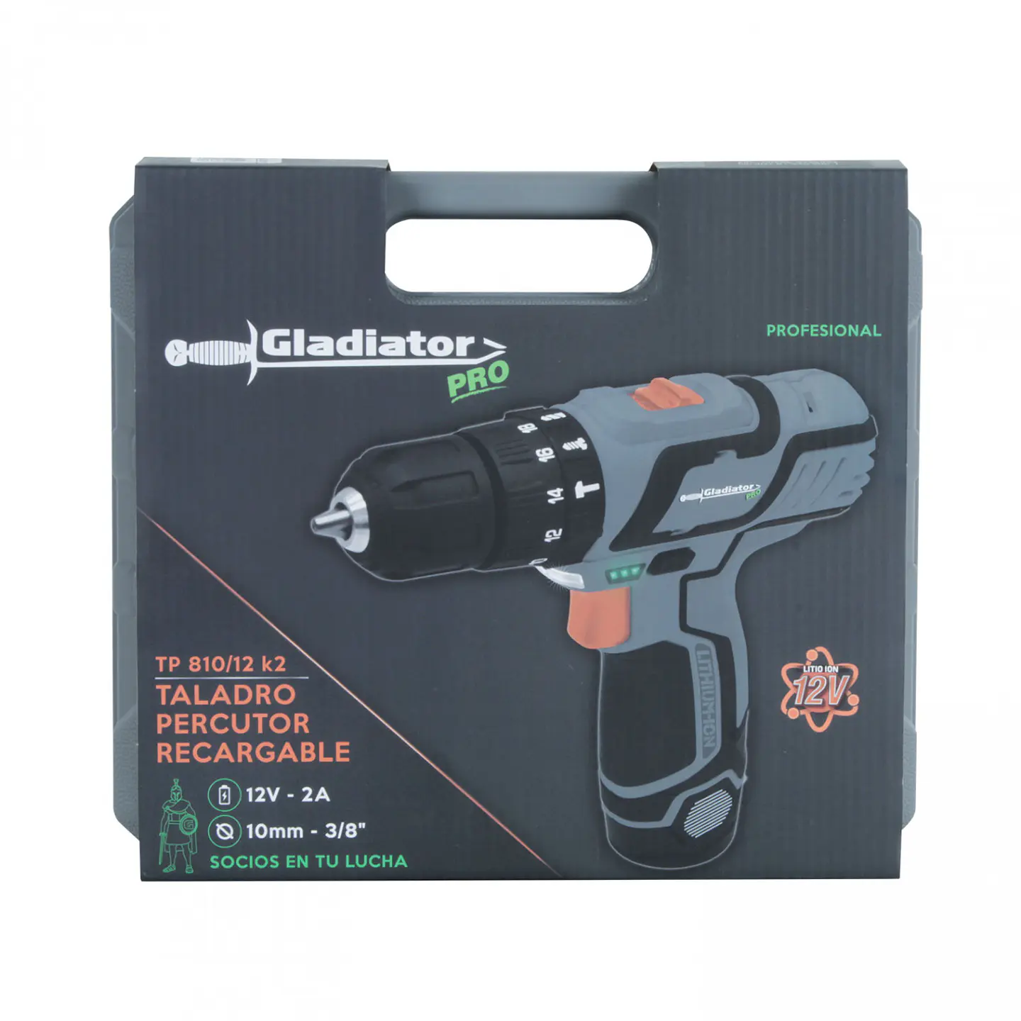 Kit taladro inalámbrico Gladiator TP 810/12 K2 – 12 V, 10 mm, 2 baterías 18