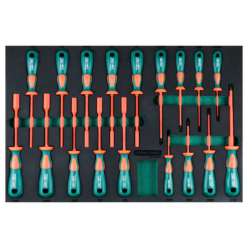 Bandeja de 18 destornilladores aislados Jonnesway DV4118SV – 1000 V 1