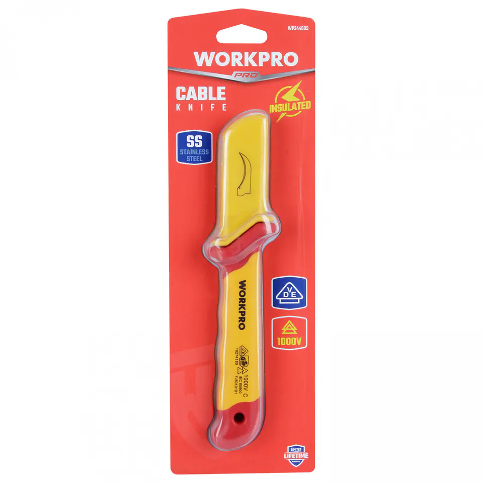 Cuchillo corta cable gancho largo aislado 50x180mm Workpro WP344005 5