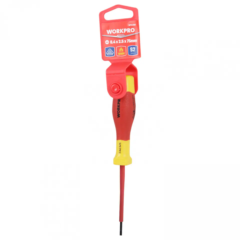 Destornillador plano aislado 0,4x2,5x75 mm Workpro WP341001 4
