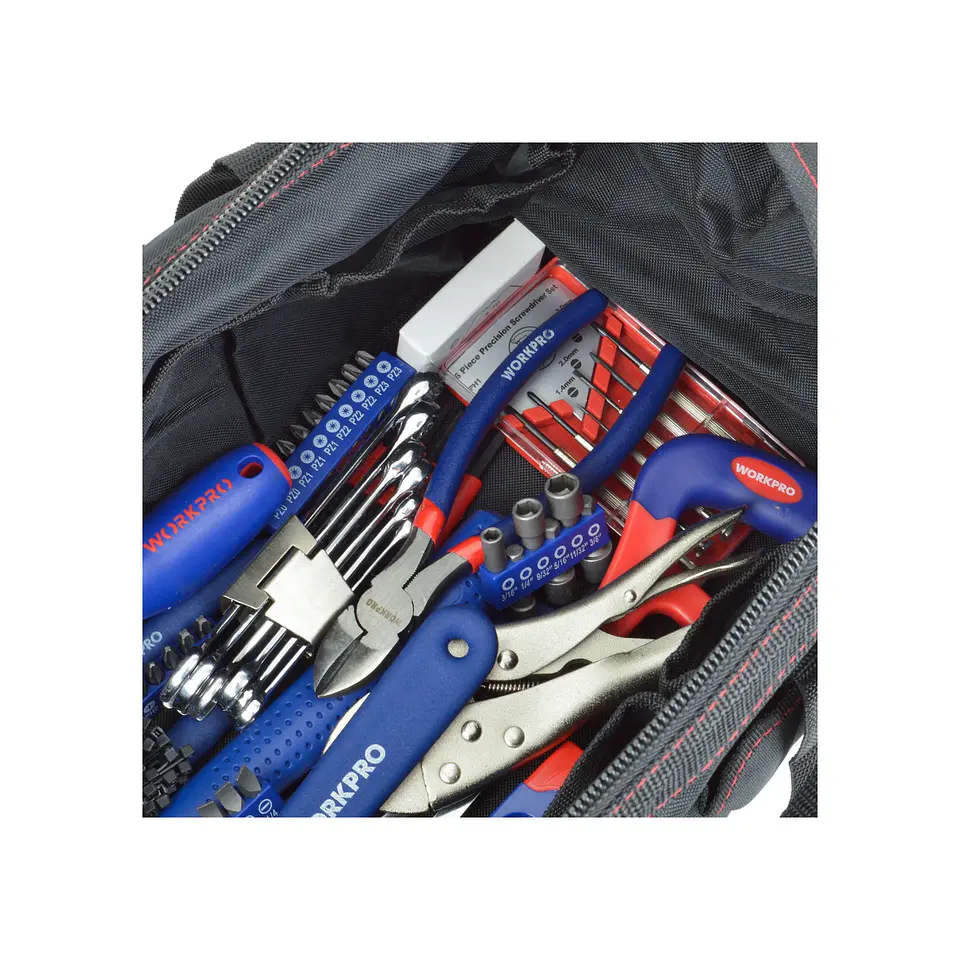 Juego herramientas combinadas 156 piezas en bolso – Workpro 6