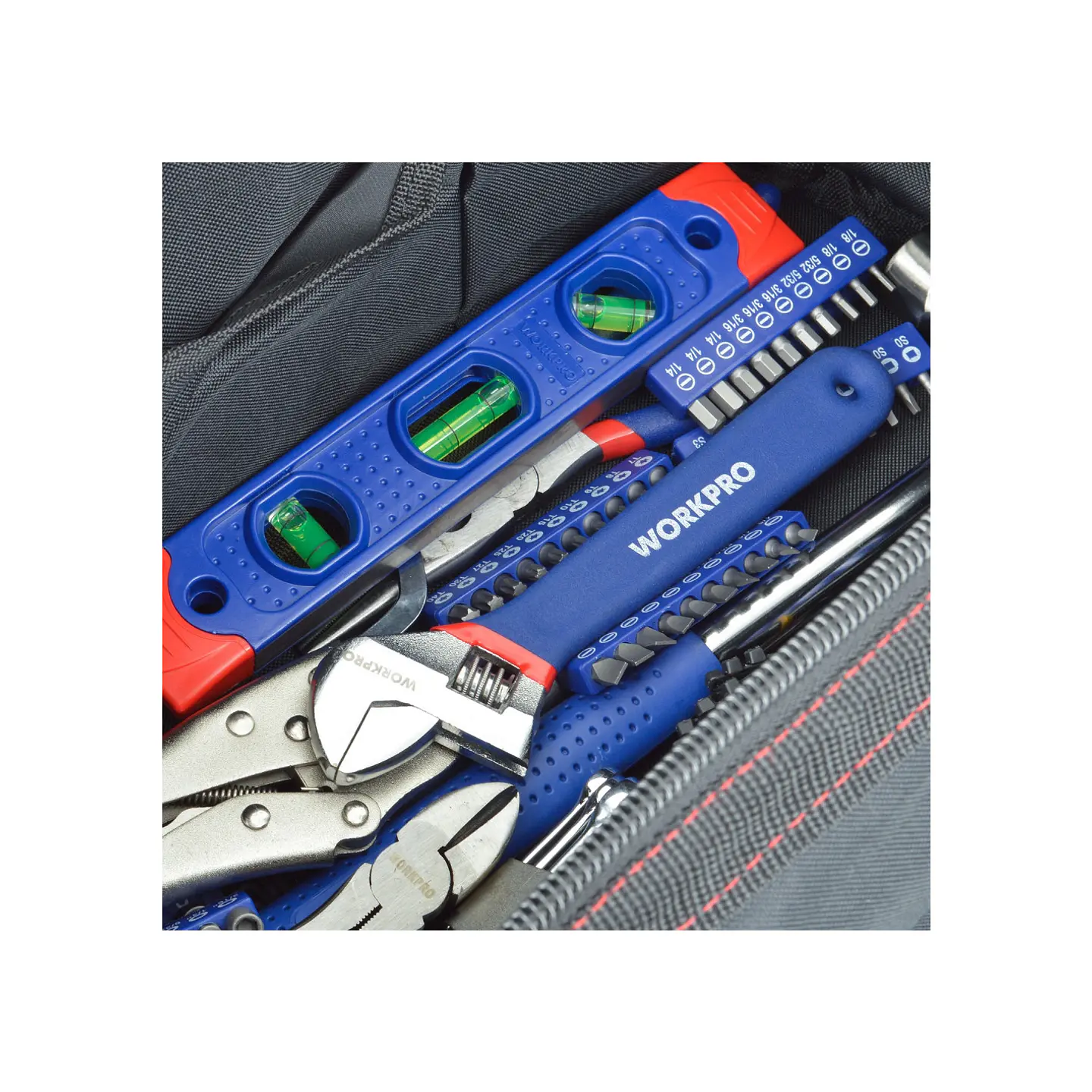 Juego herramientas combinadas 156 piezas en bolso – Workpro 7