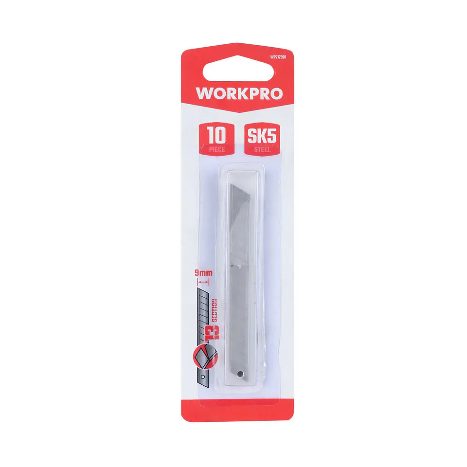 Repuesto para cuchillo cartonero Workpro – 9 mm, 10 hojas 1