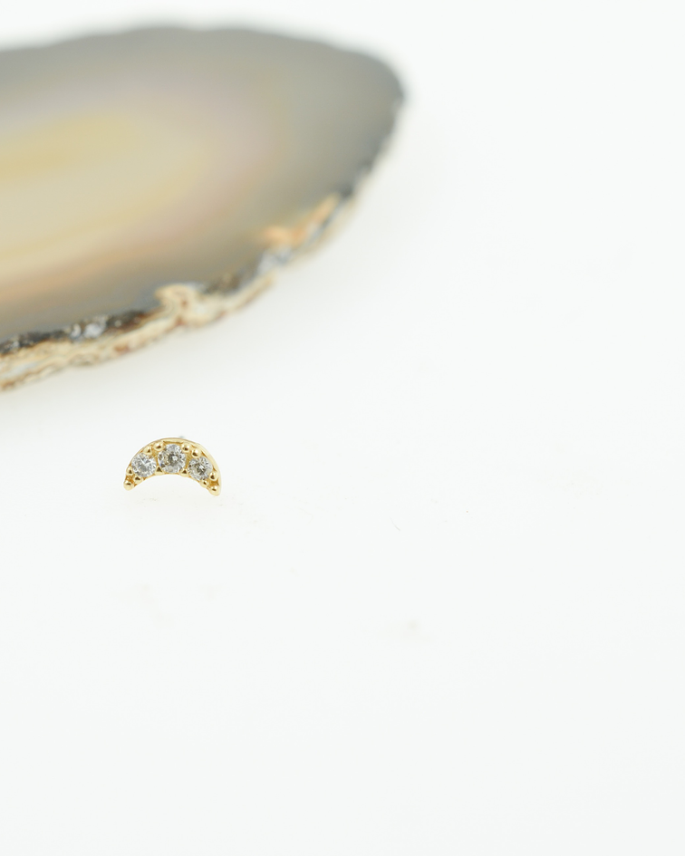 Media luna triple zirconia cristal interior prong set – Threadless o pin