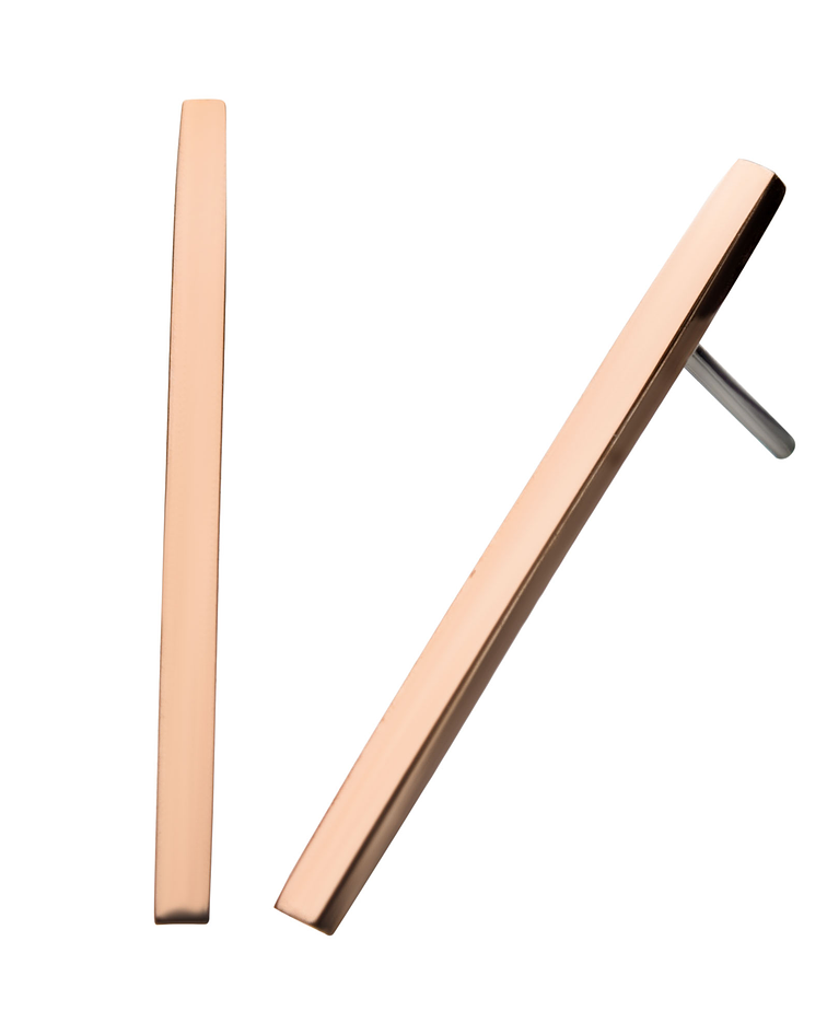 Barrita rectangular de oro rosa – Threadless o pin