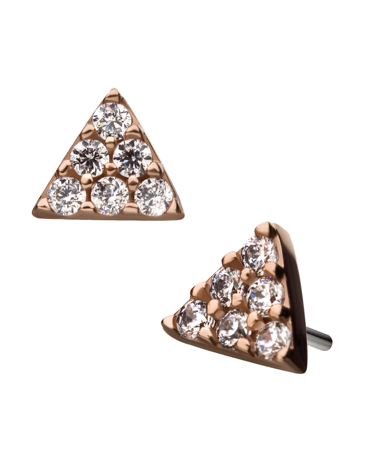 Pirámide con zirconias prong set de oro - Threadless o pin
