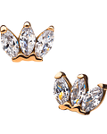 Triple marquesa con gema en oro - Threadless o pin