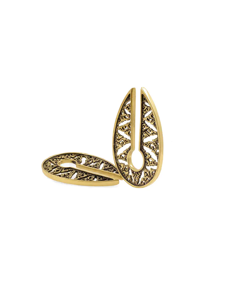 Brass ear weights con diseño interior nubes 14mm