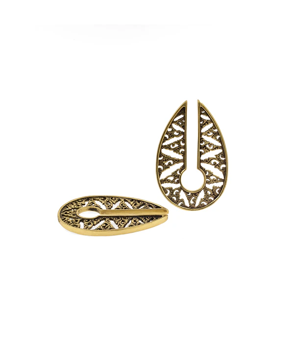 Brass ear weights con diseño interior nubes 14mm