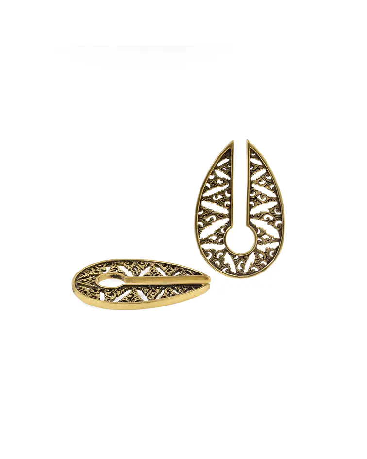 Brass ear weights con diseño interior nubes 14mm