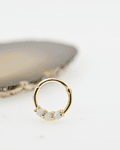 Segment ring triple gema en oro amarillo