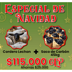 Especial de Navidad Cordero Lechon + 1 Saco de Carbon (45kg)