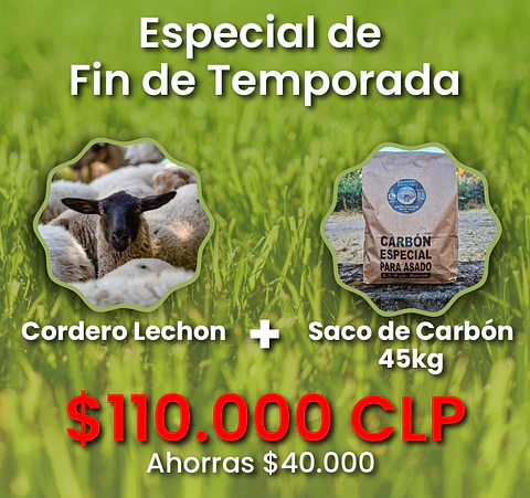 Especial de Fin de Temporada: Cordero Lechon + 1 Saco de Carbon (45kg)