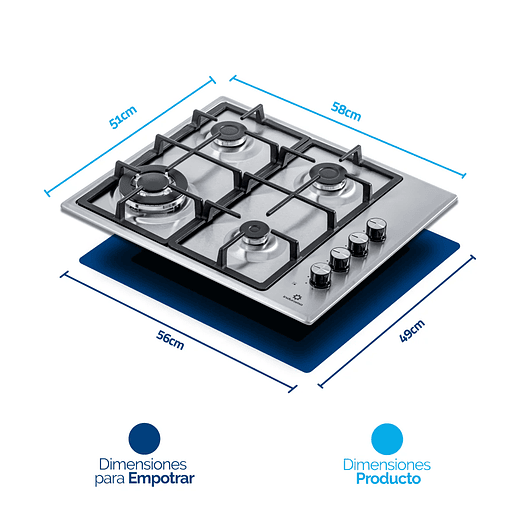 Estufa de Empotrar 60cm 4 Quemadores - Indurama 2