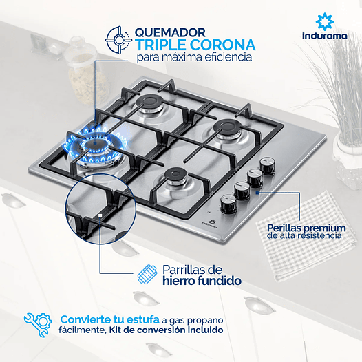 Estufa de Empotrar 60cm 4 Quemadores - Indurama 4