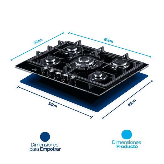 Estufa de Empotrar vidrio 60 cm 4 Quemadores - Indurama 2