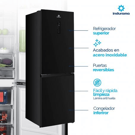 Nevera tipo europeo no frost 357 litros NEGRO - Indurama 3