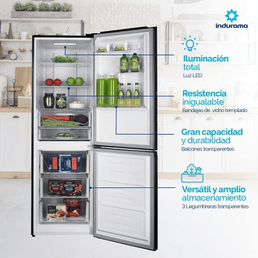 Nevera tipo europeo no frost 357 litros NEGRO - Indurama 4