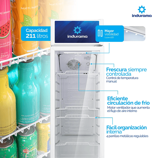Vitrina vertical BLANCA 216 Litros - Indurama 4