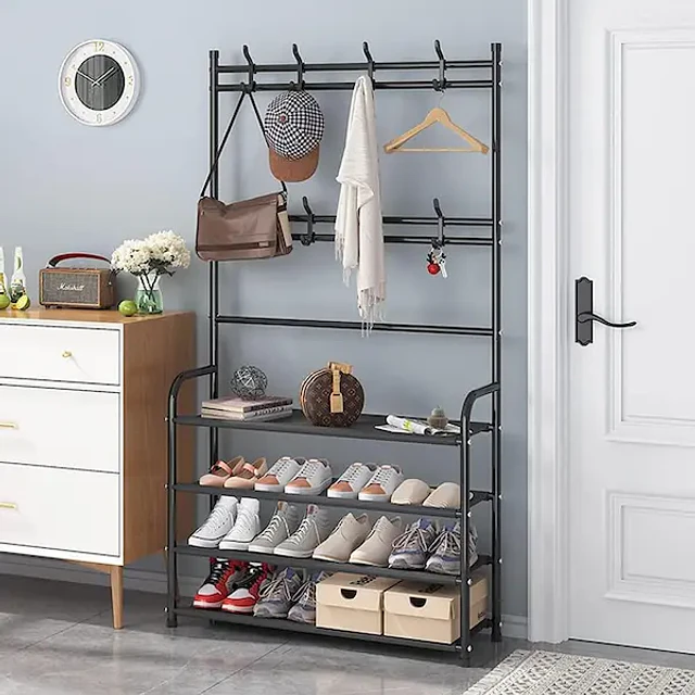 Perchero multifuncional closet ropa organizador de zapatos 4 niveles