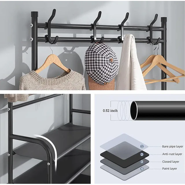 Perchero multifuncional closet ropa organizador de zapatos 4 niveles