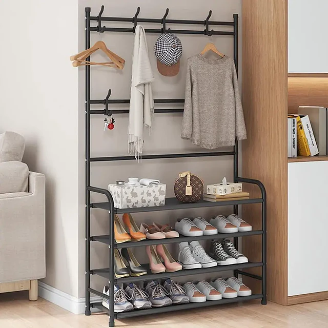 Perchero multifuncional closet ropa organizador de zapatos 4 niveles