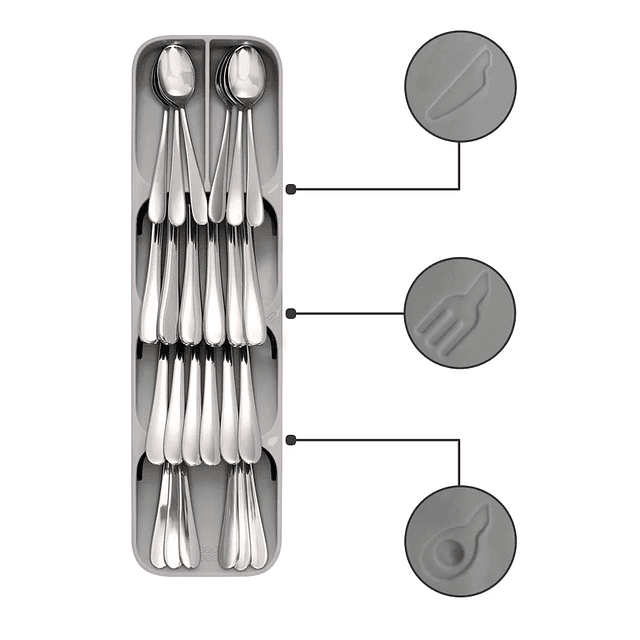 Organizador de cubiertos para cajón, bandeja de almacenamiento cocina 