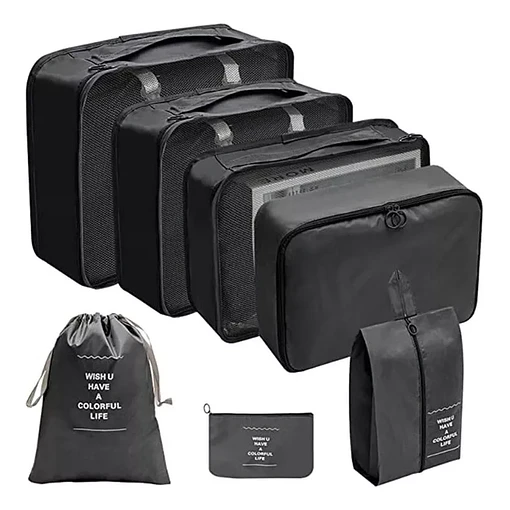 Bolsas organizadoras de almacenamiento para viaje x7 - Negro