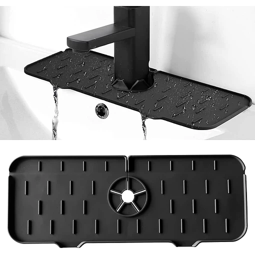 Protector de silicona para cocina, escurridor lavaplatos  - Negro