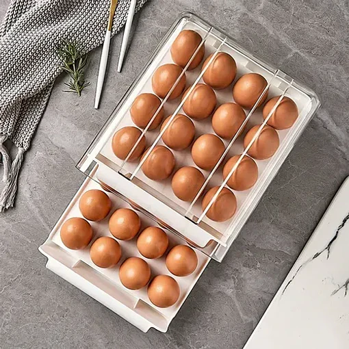 Organizador de huevos x32 - 2 niveles - Blanco