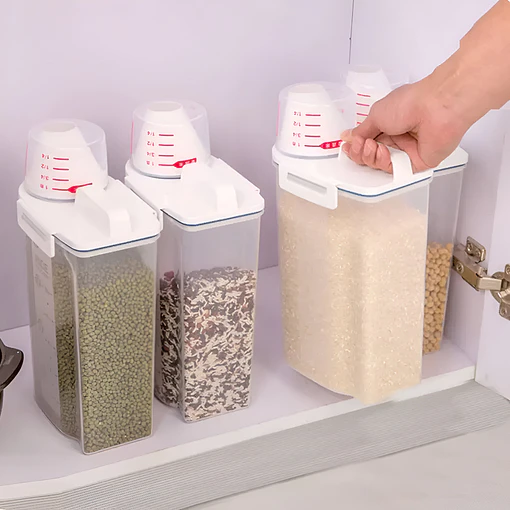 Dispensador y contenedor de alimentos con dosificador grande