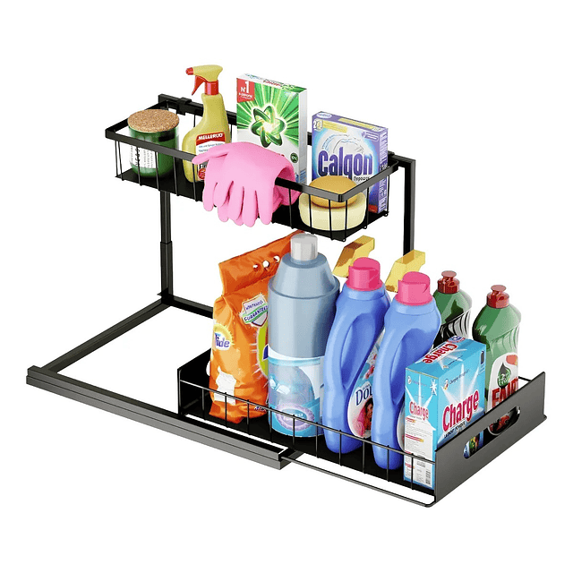 Organizador de acero extraíble de dos niveles 